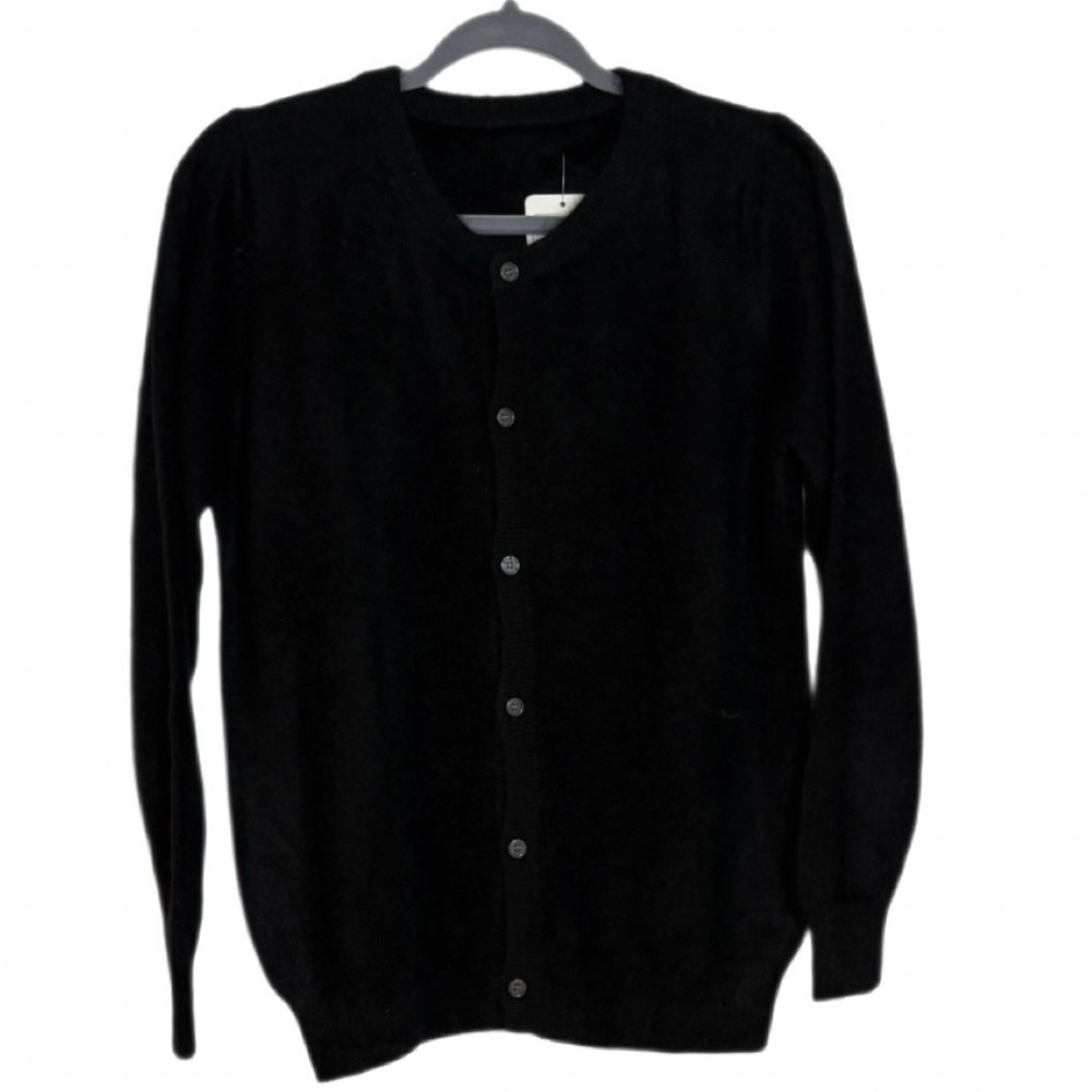 Black 100% Mink Cashmere Cardigan Button Front Classic Lightweight Sweater NWT - Picture 5 of 9